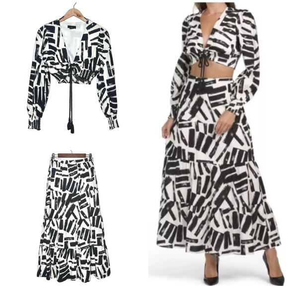 House of Harlow 1960 Tops - House of Harlow 1960 | Linen Blend Cropped Top Maxi Skirt Two Piece Set | Small